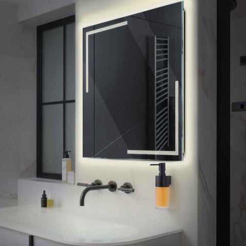 Miroir LED Carré | Sans Boutons Tactiles | Lumière blanche neutre - Reyze Série Minimal Modèle 2