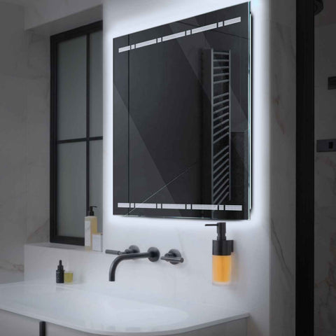 Miroir LED Carré | Sans Boutons Tactiles | Lumière blanche froide - Reyze Série Minimal Modèle 3