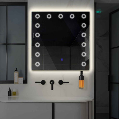 Miroir LED Carré | Bouton Tactile | Lumière blanche neutre - Reyze Série Minimal Modèle 4