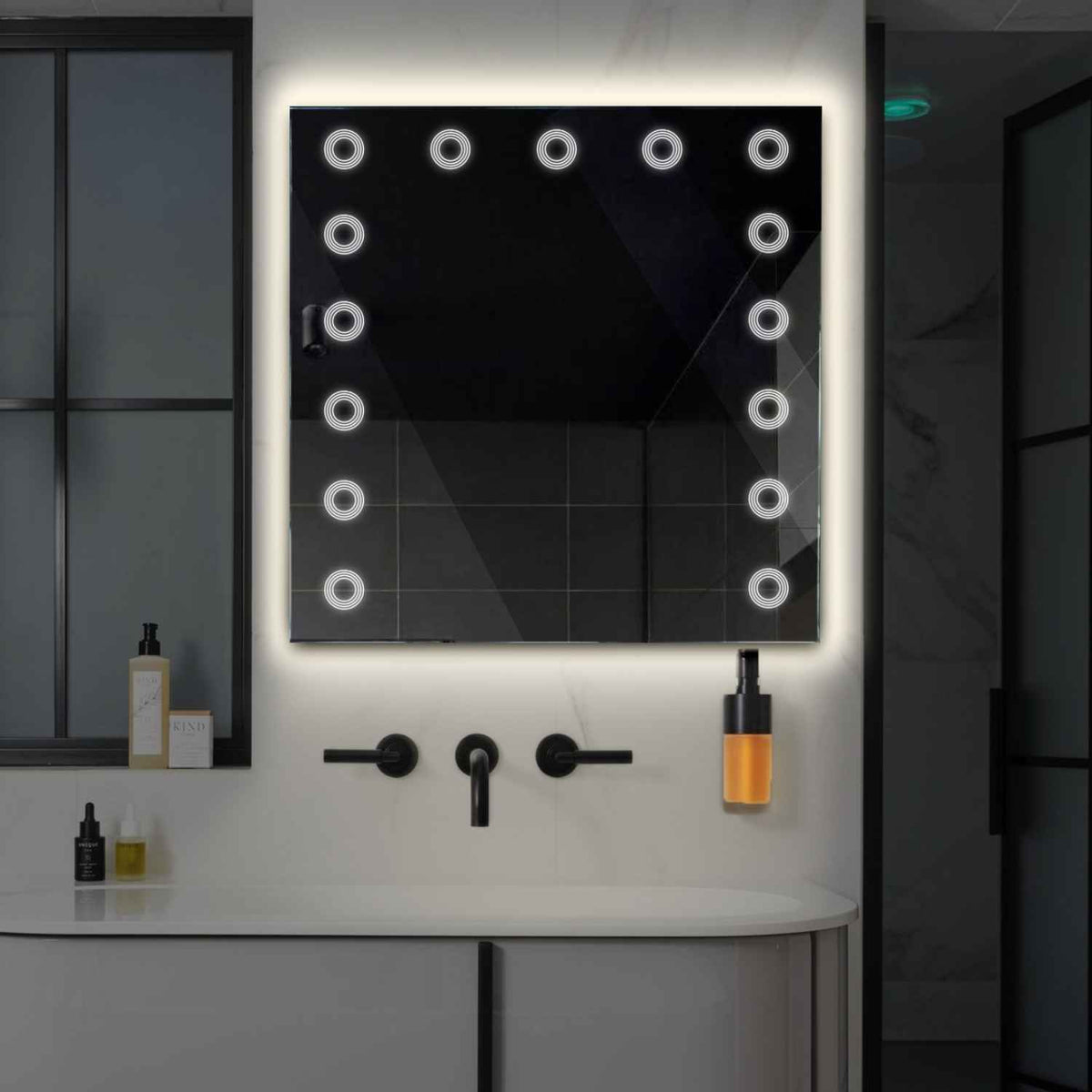 Miroir LED Carré | Sans Boutons Tactiles | Lumière blanche neutre - Reyze Série Minimal Modèle 4