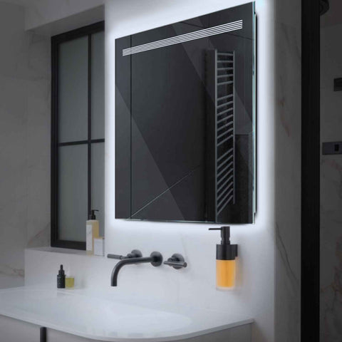 Miroir LED Carré | Sans Boutons Tactiles | Lumière blanche froide - Reyze Série Minimal Modèle 5