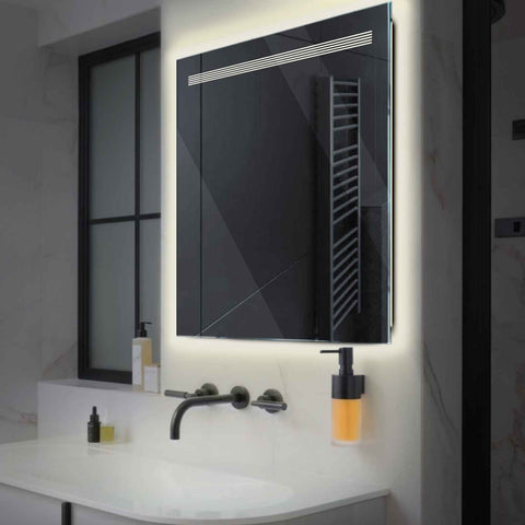 Miroir LED Carré | Sans Boutons Tactiles | Lumière blanche neutre - Reyze Série Minimal Modèle 5