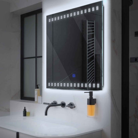 Miroir LED Carré | Bouton Tactile | Lumière blanche froide - Reyze Série Minimal Modèle 6