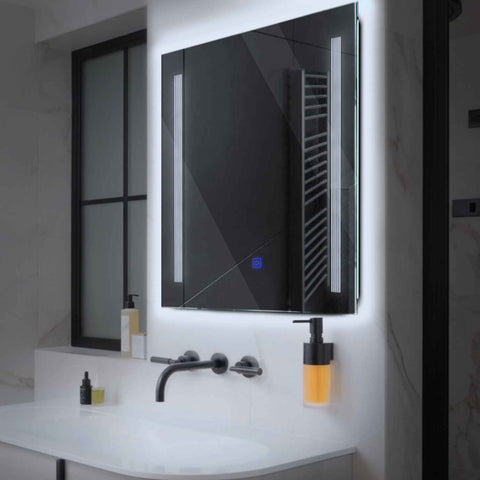 Miroir LED Carré | Bouton Tactile | Lumière blanche froide - Reyze Série Minimal Modèle 7
