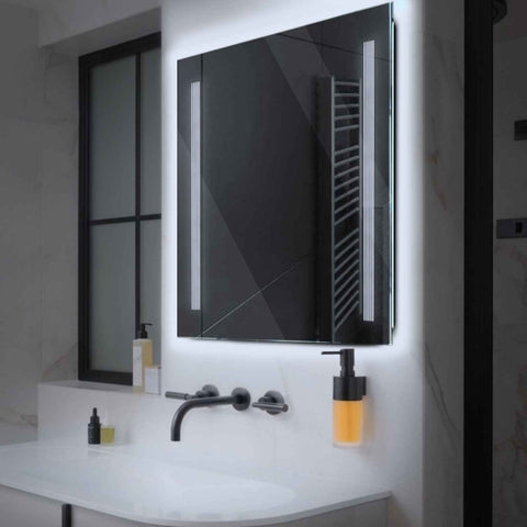 Miroir LED Carré | Sans Boutons Tactiles | Lumière blanche froide - Reyze Série Minimal Modèle 7