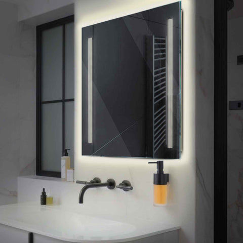 Miroir LED Carré | Sans Boutons Tactiles | Lumière blanche neutre - Reyze Série Minimal Modèle 7
