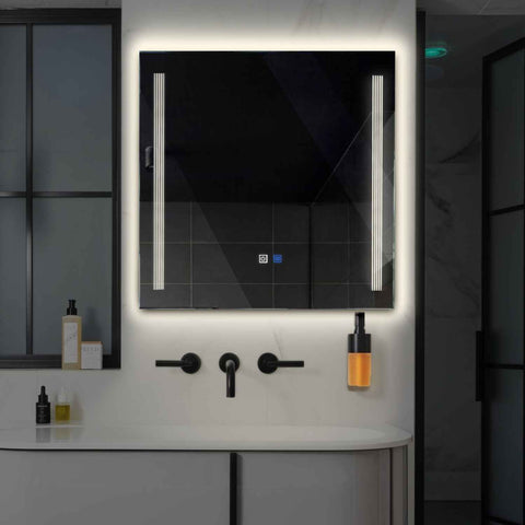 Miroir LED Carré | boutons tactiles | Fonction Anti-Buée | Lumière blanche neutre - Reyze Série Minimal Modèle 7