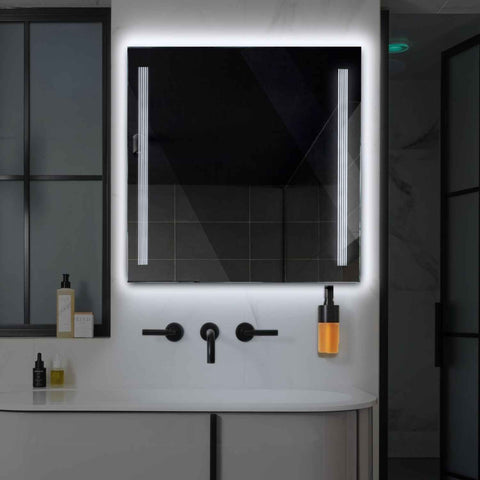 Miroir LED Carré | Sans Boutons Tactiles | Lumière blanche froide - Reyze Série Minimal Modèle 7