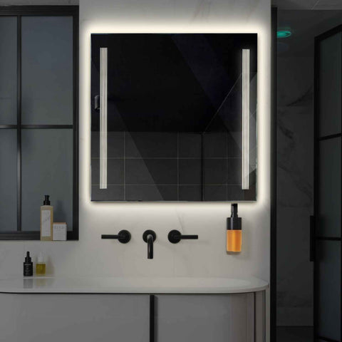 Miroir LED Carré | Sans Boutons Tactiles | Lumière blanche neutre - Reyze Série Minimal Modèle 7