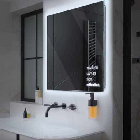 Miroir LED Carré | Sans Boutons Tactiles | Lumière blanche froide - Reyze Série Motivated Modèle 1