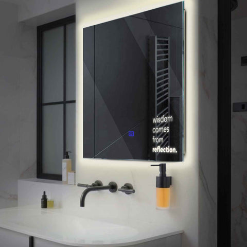 Miroir LED Carré | Bouton Tactile | Lumière blanche neutre - Reyze Série Motivated Modèle 1