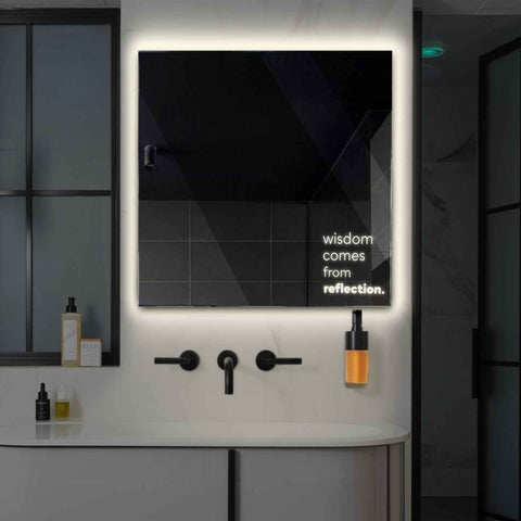 Miroir LED Carré | Sans Boutons Tactiles | Lumière blanche neutre - Reyze Série Motivated Modèle 1