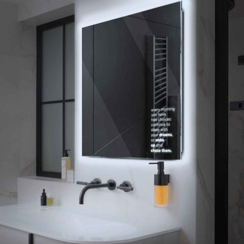 Miroir LED Carré | Sans Boutons Tactiles | Lumière blanche froide - Reyze Série Motivated Modèle 2