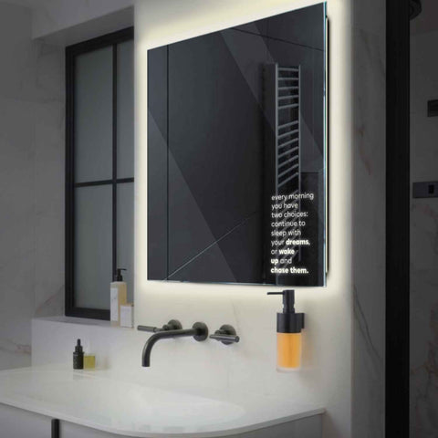 Miroir LED Carré | Sans Boutons Tactiles | Lumière blanche neutre - Reyze Série Motivated Modèle 2