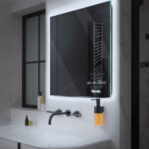 Miroir LED Carré | Sans Boutons Tactiles | Lumière blanche froide - Reyze Série Motivated Modèle 4