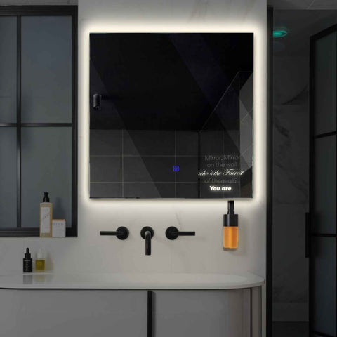 Miroir LED Carré | Bouton Tactile | Lumière blanche neutre - Reyze Série Motivated Modèle 4