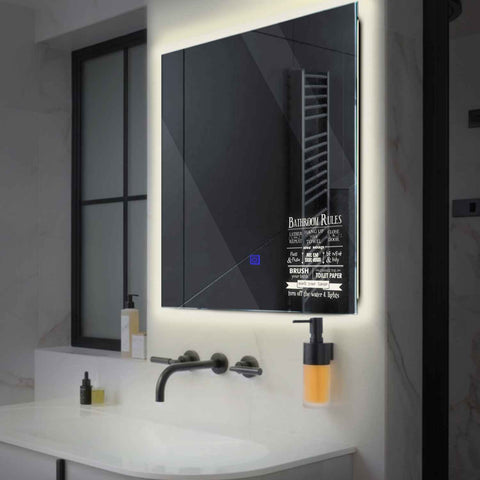 Miroir LED Carré | Bouton Tactile | Lumière blanche neutre - Reyze Série Motivated Modèle 5