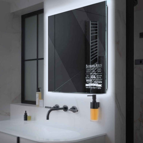 Miroir LED Carré | Sans Boutons Tactiles | Lumière blanche froide - Reyze Série Motivated Modèle 5