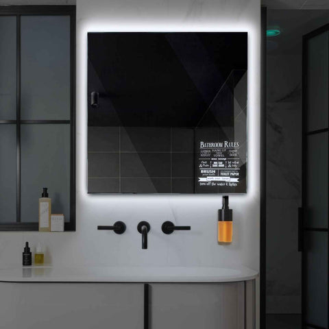Miroir LED Carré | Sans Boutons Tactiles | Lumière blanche froide - Reyze Série Motivated Modèle 5