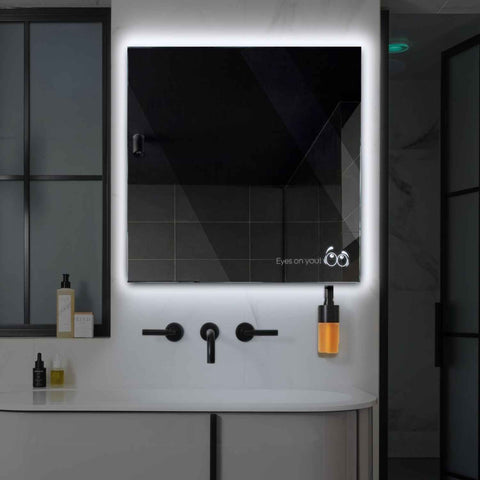 Miroir LED Carré | Sans Boutons Tactiles | Lumière blanche froide - Reyze Série Motivated Modèle 8
