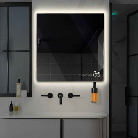 Miroir LED Carré | Sans Boutons Tactiles | Lumière blanche neutre - Reyze Série Motivated Modèle 8