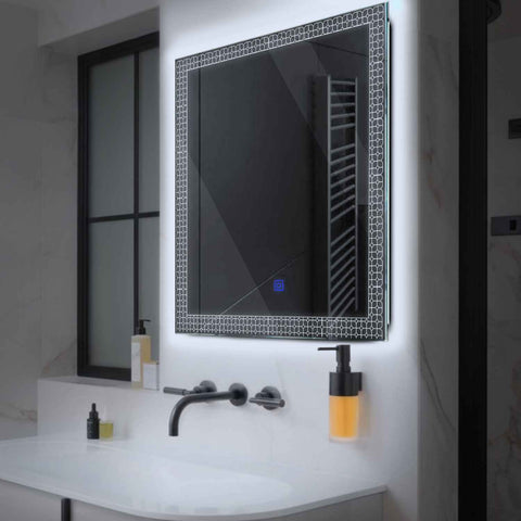 Miroir LED Carré | Bouton Tactile | Lumière blanche froide - Reyze Série Official Modèle 2