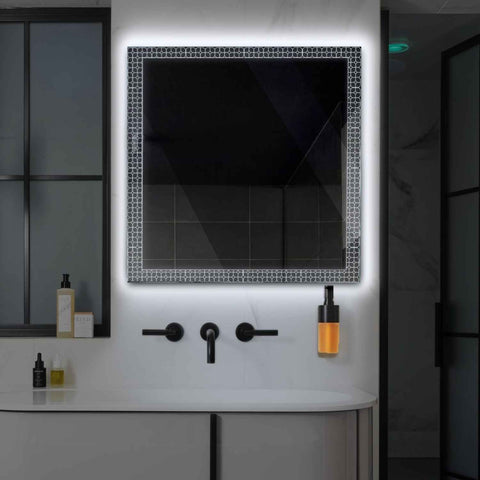 Miroir LED Carré | Sans Boutons Tactiles | Lumière blanche froide - Reyze Série Official Modèle 2