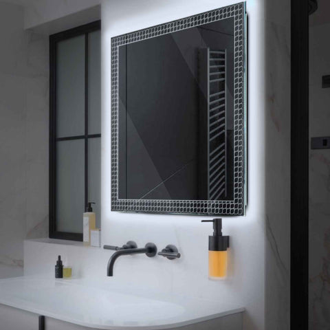 Miroir LED Carré | Sans Boutons Tactiles | Lumière blanche froide - Reyze Série Official Modèle 3