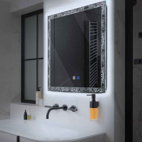Miroir LED Carré | boutons tactiles | Fonction Anti-Buée | Lumière blanche froide - Reyze Série Official Modèle 8