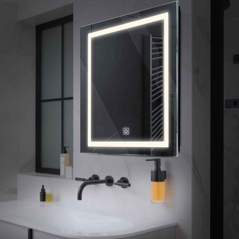 Miroir LED Carré | Bouton Tactile | Lumière blanche neutre - Reyze Série Salono Modèle 1