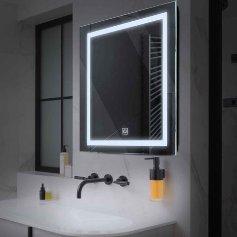 Miroir LED Carré | Bouton Tactile | Lumière blanche froide - Reyze Série Salono Modèle 1