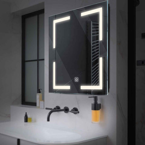 Miroir LED Carré | Bouton Tactile | Lumière blanche neutre - Reyze Série Salono Modèle 2