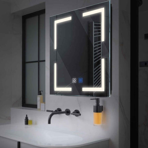 Miroir LED Carré | boutons tactiles | Fonction Anti-Buée | Lumière blanche neutre - Reyze Série Salono Modèle 2