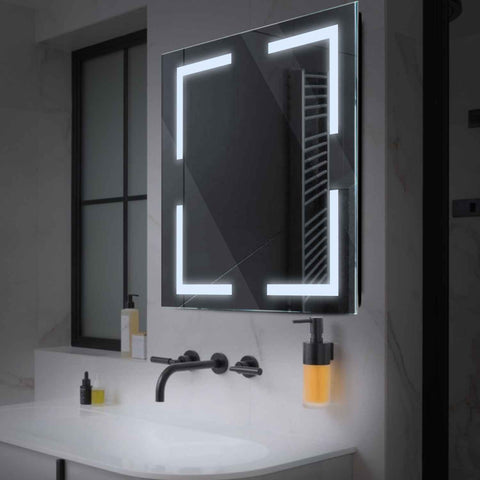 Miroir LED Carré | Sans Boutons Tactiles | Lumière blanche froide - Reyze Série Salono Modèle 2