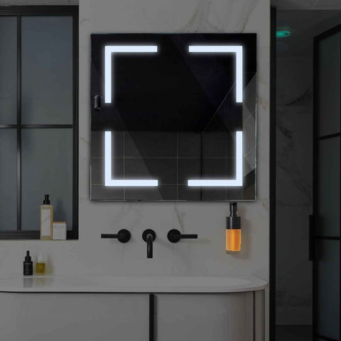Miroir LED Carré | Sans Boutons Tactiles | Lumière blanche froide - Reyze Série Salono Modèle 2