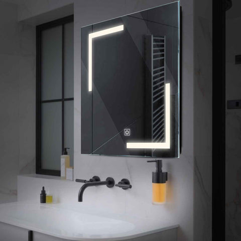 Miroir LED Carré | Bouton Tactile | Lumière blanche neutre - Reyze Série Salono Modèle 3