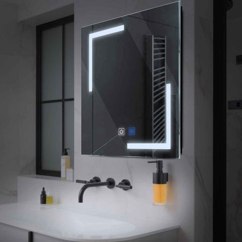 Miroir LED Carré | boutons tactiles | Fonction Anti-Buée | Lumière blanche froide - Reyze Série Salono Modèle 3