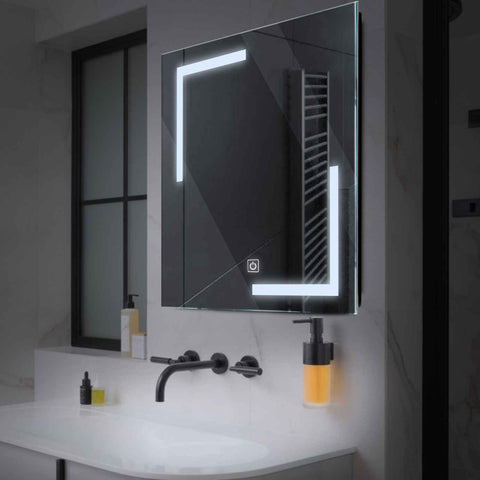 Miroir LED Carré | Bouton Tactile | Lumière blanche froide - Reyze Série Salono Modèle 3