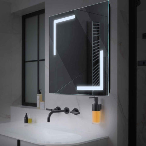 Miroir LED Carré | Sans Boutons Tactiles | Lumière blanche froide - Reyze Série Salono Modèle 3
