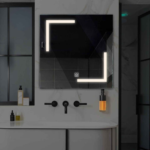 Miroir LED Carré | Bouton Tactile | Lumière blanche neutre - Reyze Série Salono Modèle 3
