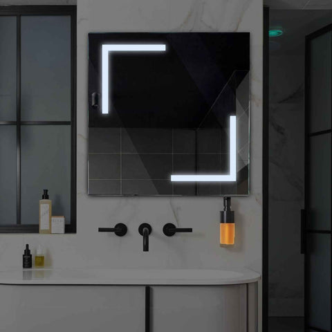 Miroir LED Carré | Sans Boutons Tactiles | Lumière blanche froide - Reyze Série Salono Modèle 3