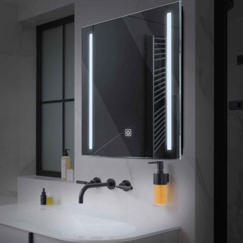 Miroir LED Carré | Bouton Tactile | Lumière blanche froide - Reyze Série Salono Modèle 5
