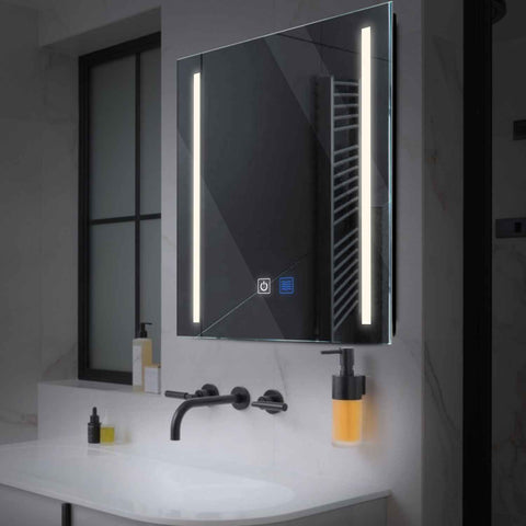 Miroir LED Carré | boutons tactiles | Fonction Anti-Buée | Lumière blanche neutre - Reyze Série Salono Modèle 5