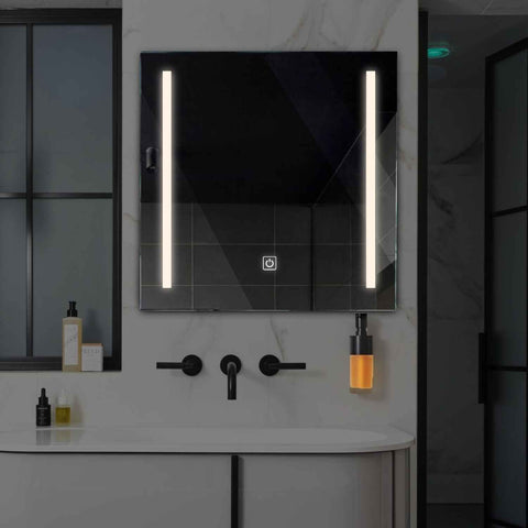 Miroir LED Carré | Bouton Tactile | Lumière blanche neutre - Reyze Série Salono Modèle 5