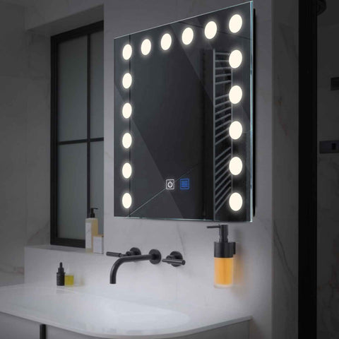 Miroir LED Carré | boutons tactiles | Fonction Anti-Buée | Lumière blanche neutre - Reyze Série Salono Modèle 6