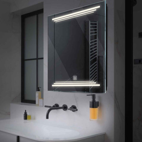 Miroir LED Carré | Bouton Tactile | Lumière blanche neutre - Reyze Série Salono Modèle 7