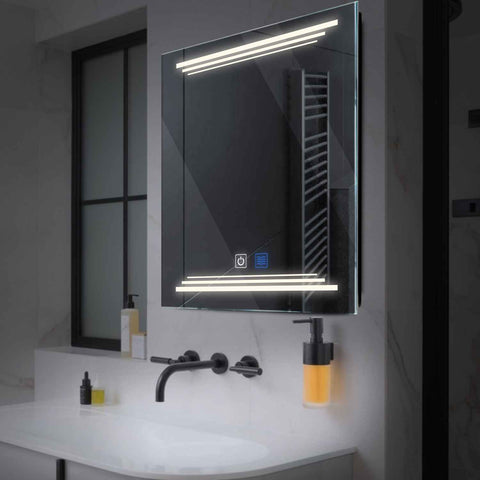 Miroir LED Carré | boutons tactiles | Fonction Anti-Buée | Lumière blanche neutre - Reyze Série Salono Modèle 7