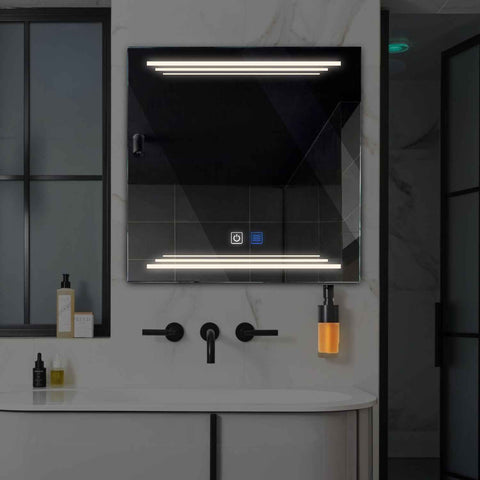 Miroir LED Carré | boutons tactiles | Fonction Anti-Buée | Lumière blanche neutre - Reyze Série Salono Modèle 7