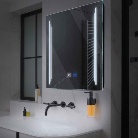 Miroir LED Carré | boutons tactiles | Fonction Anti-Buée | Lumière blanche froide - Reyze Série Salono Modèle 8