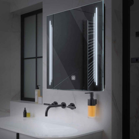 Miroir LED Carré | Bouton Tactile | Lumière blanche froide - Reyze Série Salono Modèle 8